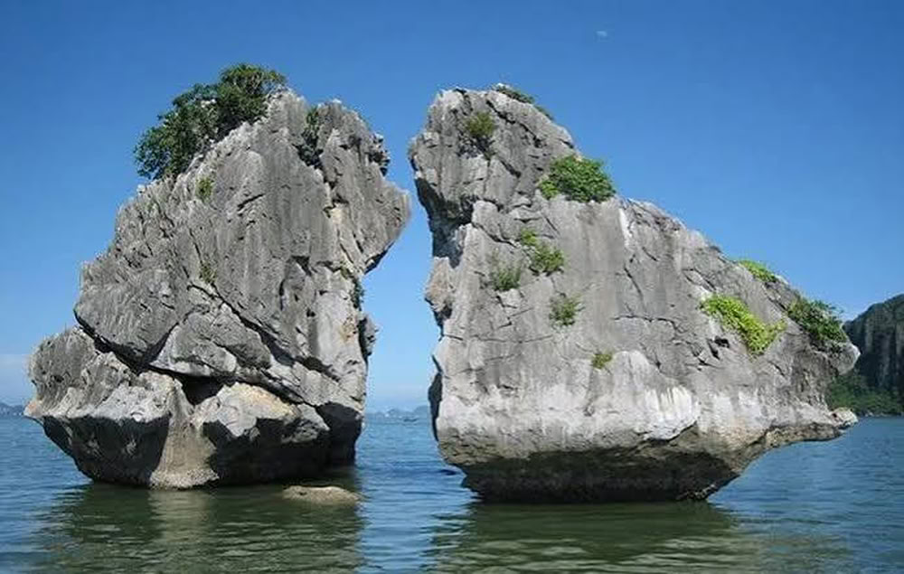 Rochers iconiques de Hòn Gà Chọi dans la baie.